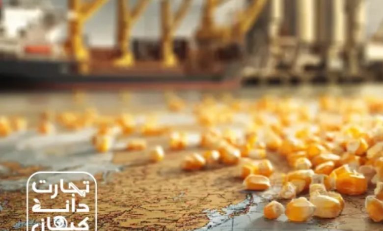 ذرت دامی روی نقشه مسیرهای واردات؛ نماد زنجیره تأمین نهاده‌های دامی ایران.